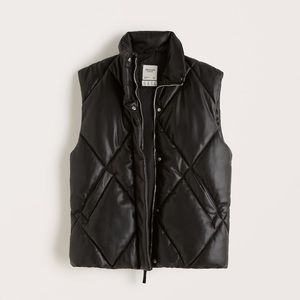 A&F Oversized Vegan Leather Quilted Vest | XS